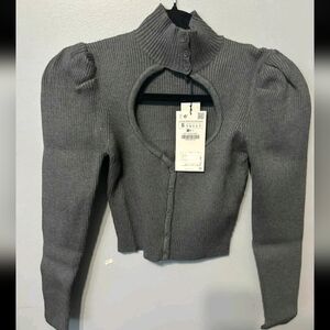 🌟NWT Zara Charcoal Ribbed Cardigan